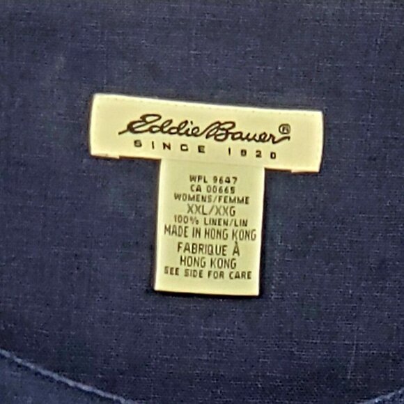 NWOT  Eddie Bauer  Navy Blue Linen Sleeveless Long Shift Dress  Size XXL - Picture 4 of 4